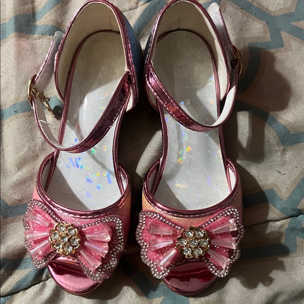 Elegant Pink Kids Dress Shoes with Bow